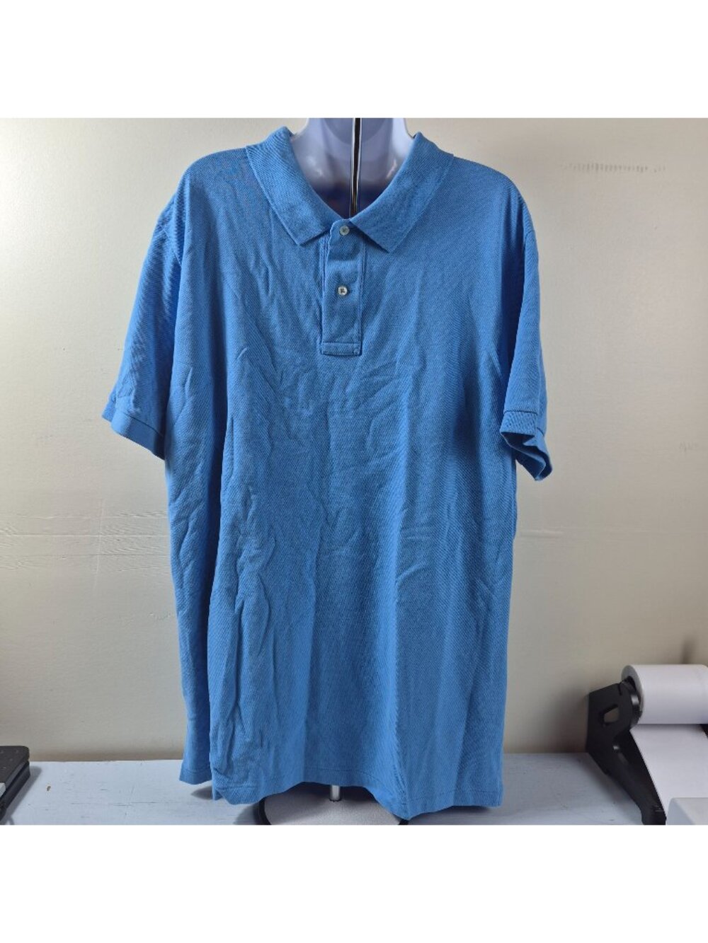 Eddie Bauer Mens Tall XL Blue Polo Shirt Short Sleeve Cotton Blend